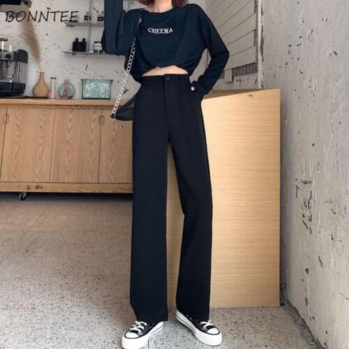 Y2K Pants Women Casual Spring Classic Fashion Simple Zipper Fly Mujer BF Bottoms Pantalones Straight Female All-match High-waist