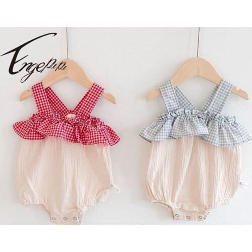 Engepapa Summer Newborn Baby Girls Jumpsuit Cotton Sleeveless Infant Baby Girls Bodysuits Toddler Baby Girl Clothes