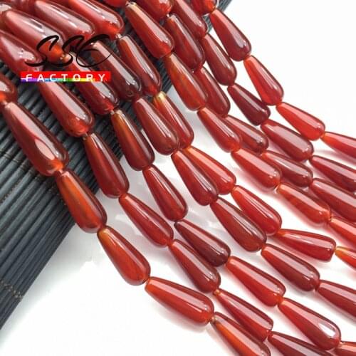 Natural Water Drop Beads 10x30MM 6x1MM 8X12MM Red Agates Loose Spacer Beads For Jewelry Making DIy Bracelets Necklace 15" Strand