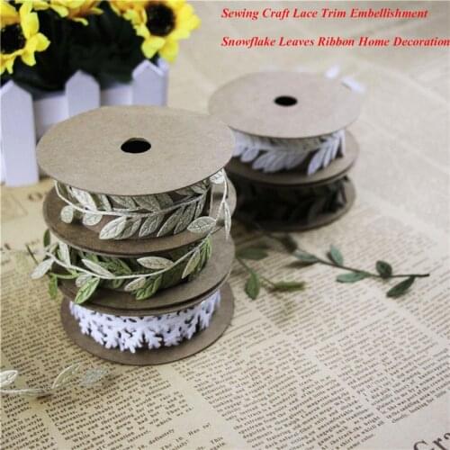 Sewing Craft felt Lace Trim Embellishment White snowflake christmas decorations Green Leaves Ribbon DIY Garment Home Decoration