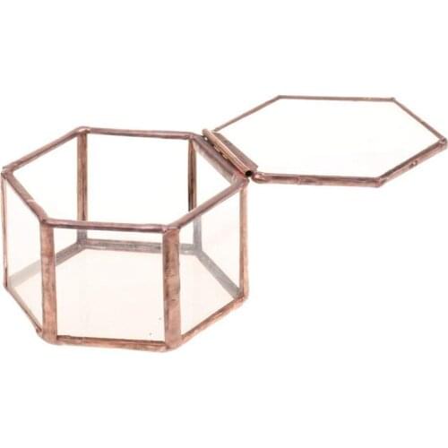 Geometric Glass Terrarium Box Jewelry Box Glass Succulent Plant Pot Deco Hexagon Shape