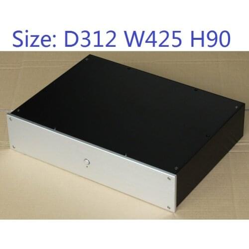 D312 W425 H90 DAC Amplifier Case Aluminum Chassis Power Supply DIY Aluminum Box Tube Amplifier Housing Decoder Shell WA51
