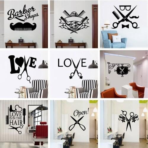 Creative Barber Tools Wall Decal Living Room Removable Mural For Living Room Kids Room Wall Art MURAL Drop Shipping