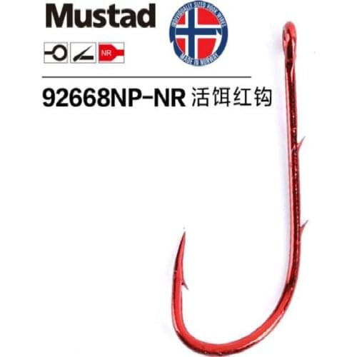 Mustad Hooks for Live Bait Casting Fishing 92668NP-NR High Carbon Steel Barbed Hook 11 Sizes Wedkarstwo Anzol Anzuelos De Pesca