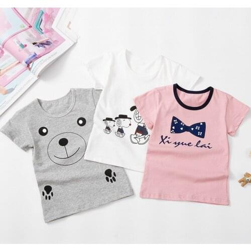 Summer Childrens Short Sleeve T-shirt Childrens Top Boys Girls Pure Cotton Girls T-shirt