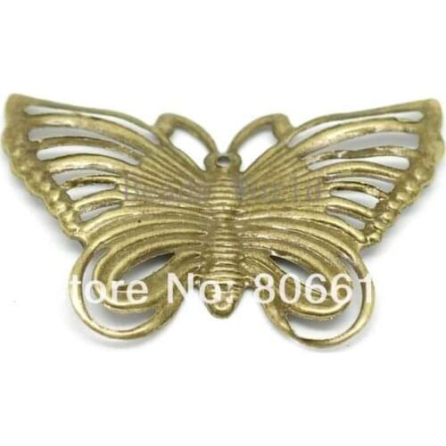 Best Quality 100 Pcs Bronze Tone Filigree Butterfly Pendants Embellishments Jewelry Findings 24x17mm(W03501)