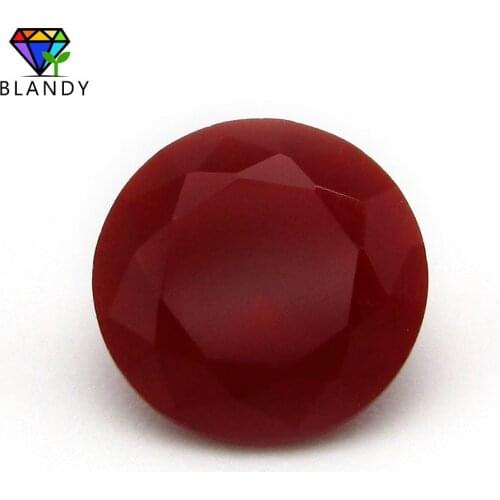 Frosted Red Glass Stone 2.25~5.0mm Round Machine Cut Unpolished Bottom Red Color Glass Beads Loose Synthetic Gems For Jewelry