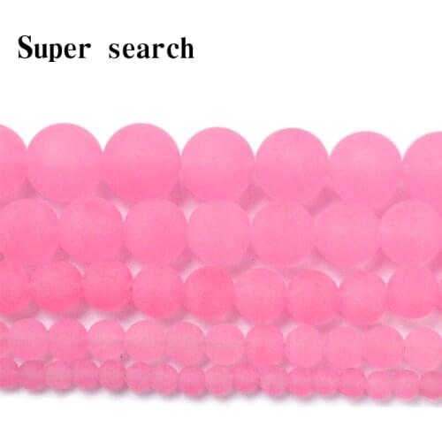Natural Chalced Dull Polish Matte Hot Pink Chalcedony Loose Beads 15" Strand 6 8 10 12 MM Pick Size For Jewelry Making Bracelet