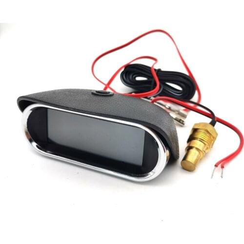 New 2 Funtions Lcd Screen 12v/24v Car Truck Water Temperature Gauge Meter+ Voltmeter Voltage Gauge