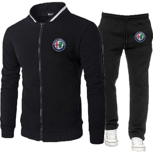 New Mens 2021 Alfa Romeo Zipper Printing Jackets Sport Suit Male Hoodies Fitness Fashion Design Decal Comfortable Sweatpant Set