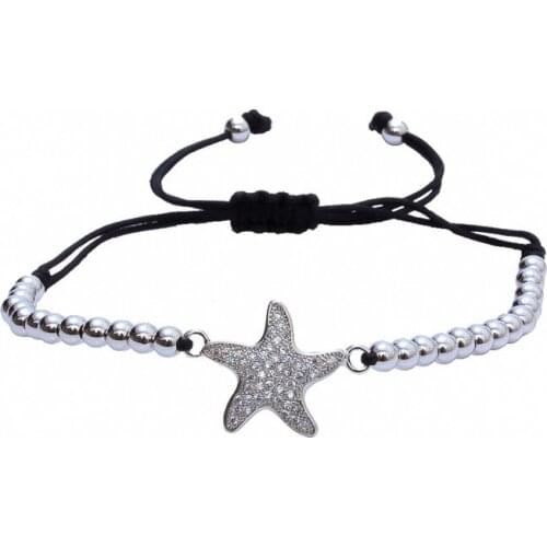 Wholesale New Rope Chain Weaved Bracelet with the Lucky CZ Star in Gold Color Beads for women , Symbol of Hapinese Life