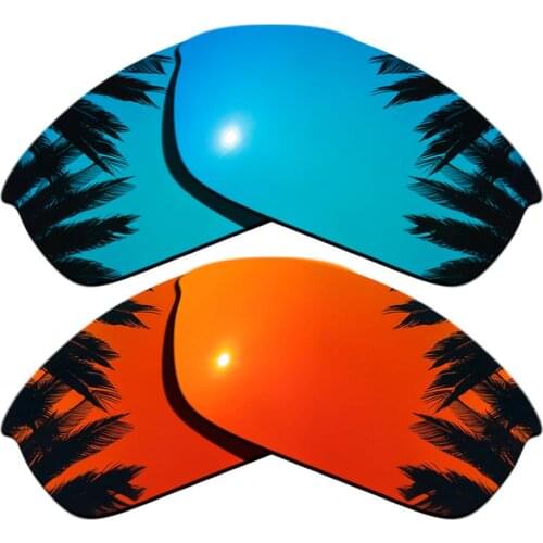 Orange Red Mirrored & Ice Blue Polarized Replacement Lenses for Flak Jacket Frame 100% UVA & UVB