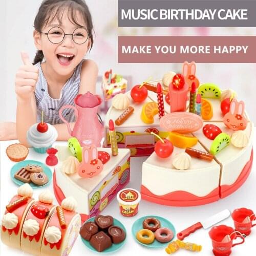 Lighting Singing Happy Cutting Birthday Cake Childrens Family Toys Afternoon Tea Dessert Cutting Music Gift