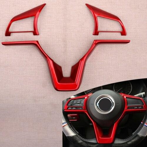 3Pcs/Set ABS Red Car Interior Steering Wheel Trim Fit For Nissan Rogue Sport 2017 2018 2019 Accessories