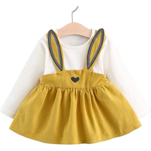 Baby Girl Dress Long Sleeve for 6-36 Months Infant Toddler Children Casual Girls Clothes Rabbit Ears Style Dressing