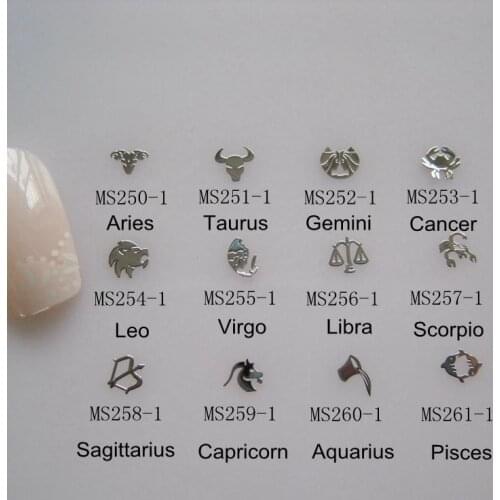 Approx. 1000pcs/bag Silver/Gold 12 Constellations non-adhesive Soft Metal Sticker Single-Side Silver Nail Art Decoration