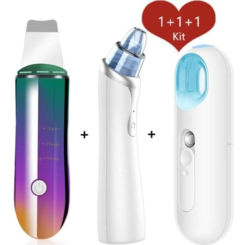 Professional Ultrasonic Skin Scrubber Facial Peeling Pore Cleaner Exfoliator Face Blackhead Remover Spa Nano Sparyer Steamer