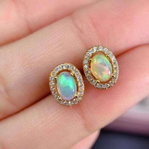 Simple Elegant 100% Natural And Real Opal Earring 925 sterling silver Fine jewelry