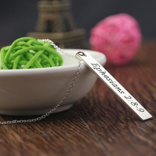 Rectangle Bar Necklace for Men Personalized Silver Necklace 925 Solid Silver For SC