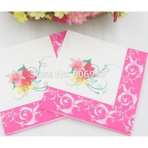 [RainLoong] Water Lily Paper Napkin Flower Festive & Party Tissue Napkin Supply Party Decoration Paper 33*33cm 1 pack