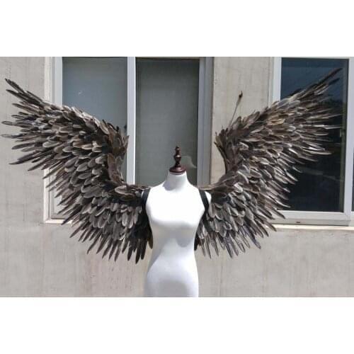 Luxury Gray Devil feather wings for Cosplay photography Game Display Game shooting props EMS free shipping