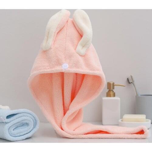 Button Soft Simple Operation Hair Drying Hat Larger Size Dry Hair Hat Practical for Home