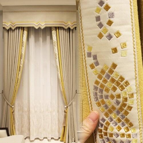 European style chenille hemp high grade modern simple living room bedroom curtain thickening shade custom curtain yellow