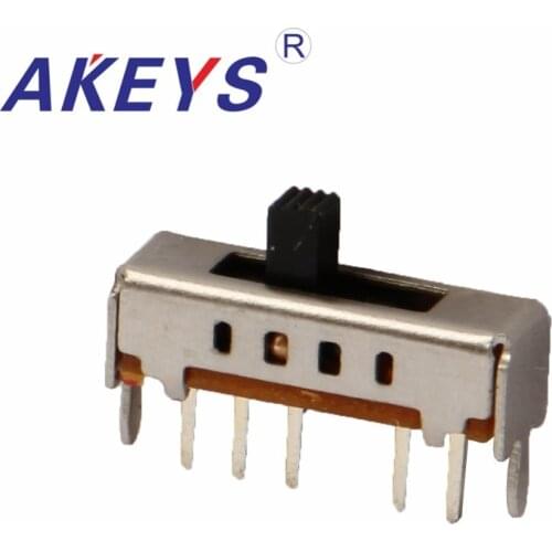10PCS SS-14D02 Single pole four throw 4 position needle spacing 2.0mm slide switch 5 pin verticle type with 2 fixed pin