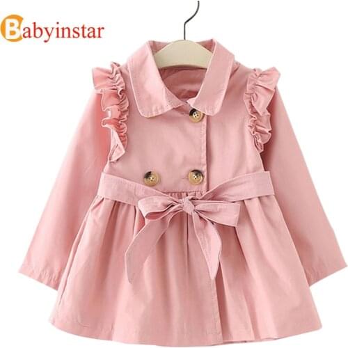 Babyinstar New Spring Girls clothe Double Breasted Trench Outwear Fashion Jacket Children Clothing Kids female Outfit girls Coat