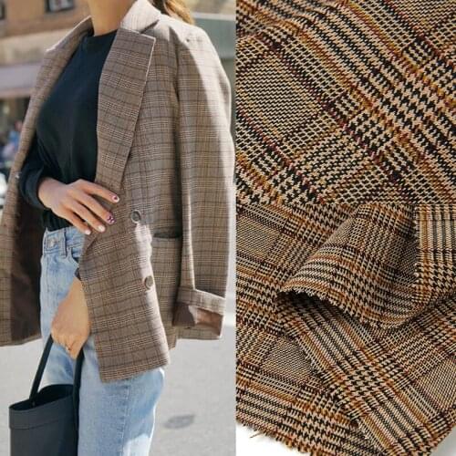 TR Yarn-dyed Plaid Fabric For Casual Fashion British Style Suit Womens Dress Fabric