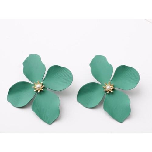 New Korean Style Spray Paint Big Flower Stud Earrings For Women Fashion Summer Elegant Sweet Jewelry Accessories Brincos
