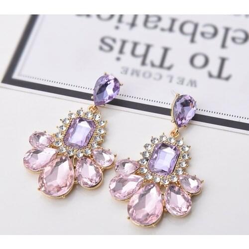 Ztech Korean Style New Arrival Big Rhinestone Flower Tassel Drop Earrings For Women Shiny Heart Crystal Vintage Brincos Jewelry