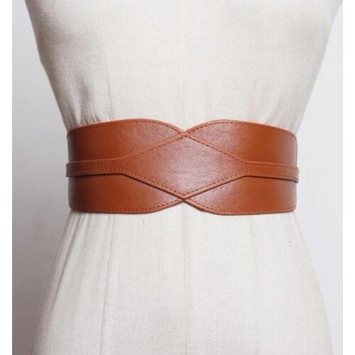 Womens runway fashion pu leather elastic Cummerbunds female Dress Corsets Waistband Belts decoration wide belt R2561
