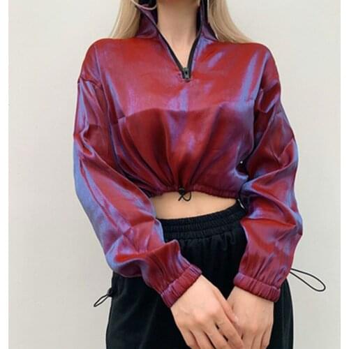 New Womens Solid Streetwear Loose Pullover Spring Autumn Long Sleeve Sweatshirts Crop Tops 2021 Womens Fashion Clothing