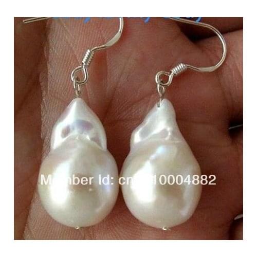 0014 Unusual White Keishi Keshi Baroque Pearl Earrings 925 Silver Hook