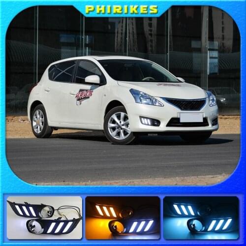 1 Pair of 12V Car Auto LED Daytime Running Light Lamp DRL Fog Lamp Cover Fits for Nissan Tiida 2011 2012 2013 2014 2015