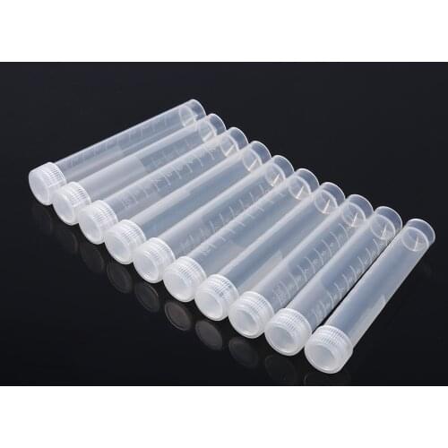 10pcs 10ml Clear Refillable Bottles Practical Plastic Vials Sample Containers Test Tubes Bottles Powder Craft With Screw Caps
