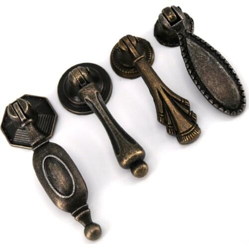 10PCS Rustic Door knob Antique Cabinet Drawer Bin Cupboard Drop Pull Knob Hanging Design Handle with Screws