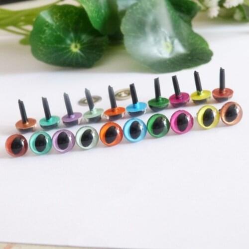 100pcs-- 7.5/9mm/10.5mm/12mm/15mm/16mm/18mm handcraft paint smooth stem plastic toy cat eyes & meteal washer-color option