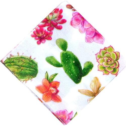20Pcs 33*33cm Servilleta Creative Cactus Color Printed Napkins Summer Party Birthday Paper Tissues Decoupage Dinner Table Deocr