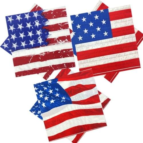 Omilut 20pcs American Flag Napkins 4th of July Independence Day Disposable Paper Patriotic Party Supplies Decor