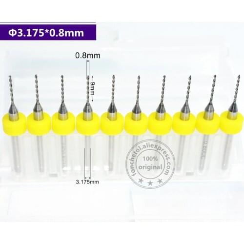 3.175mm*0.8mm,10pcs,Free shipping micro PCB Drill Bit,CNC milling Cutter,Solid carbide Drill,wood tool,plastic