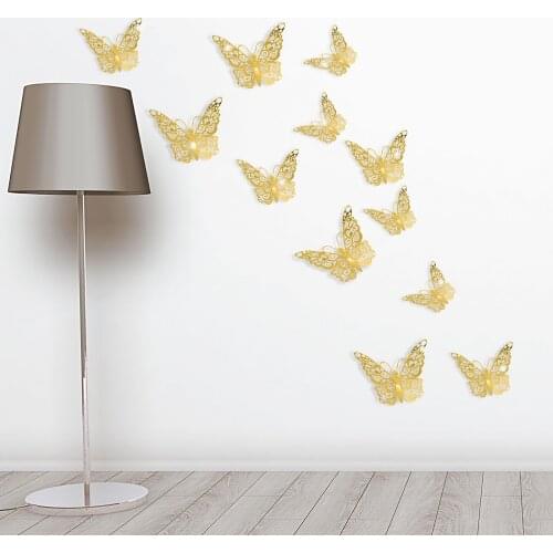 3D Wall Stickers Hollow Butterfly For Kids Rooms Home Wall Decoration DIY Wedding Valentine Party Decor Magnet Fridge Stickers