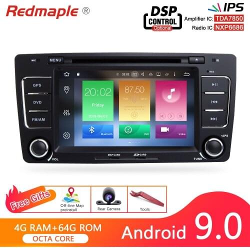 4G RAM Android 9.0 Car Radio DVD Multimedia For Skoda Octavia 2009-2013 Stereo Player GPS Video Bluetooth Navigation 64G ROM