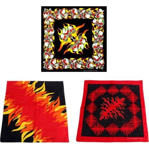 55x55cm Unisex Multifunction Square Bandana Hot Fire Flames Burning Theme Print Headband Sports Running Hip Hop Dance Hair Wrap