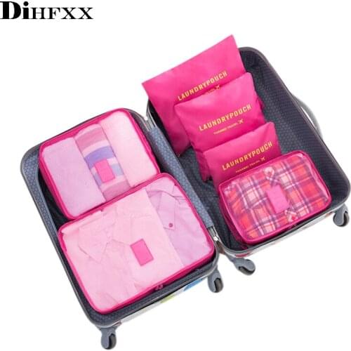 6PCS/Set High Quality Nylon Cloth Travel Mesh Bag Luggage Organizer Packing Cube Organiser Travel Bags Travel accessories DX-22