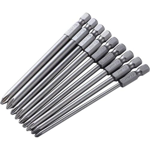 9pcs PH2 Magnetic Screwdriver Bit S2 Steel 100mm Long For Electric Screw Driver