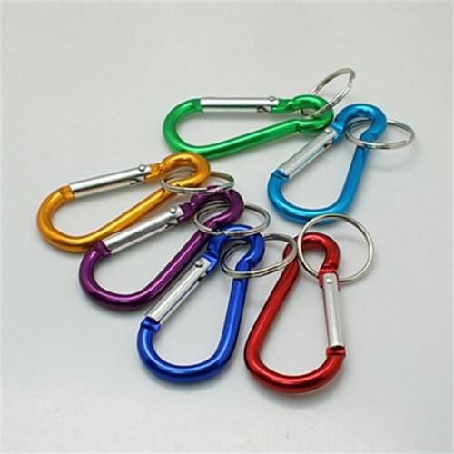 5pcs/100pcs Aluminum Oval Carabiner Snap Hook Hanger Keychain with Iron Clasps Buckle Accessories Mixed Color 60.5x29mm F70