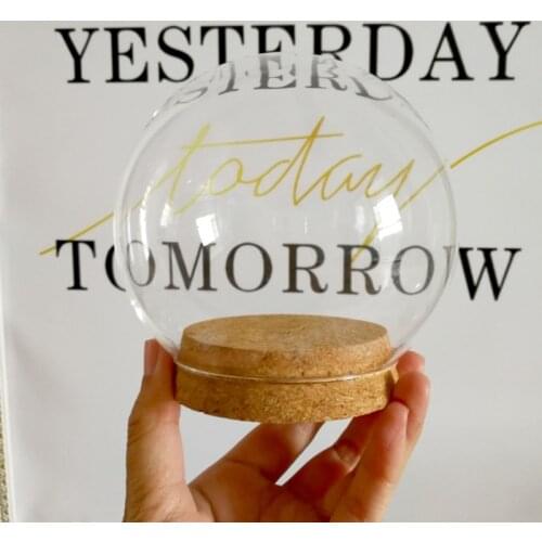 Free Shipping 8sets/pack Diameter=10cm Cork Base Round Glass Dome Home Decoration Glass Cover Friend Gift Wedding Decoration