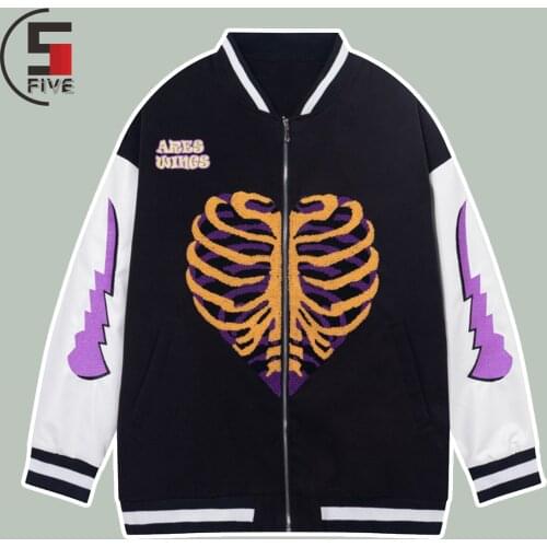Hip Hop Retro Furry Love Embroidery Baseball Jacket Men Harajuku Hipster Streetwear PU Patchwork Jackets NEW Winter Unisex Coats